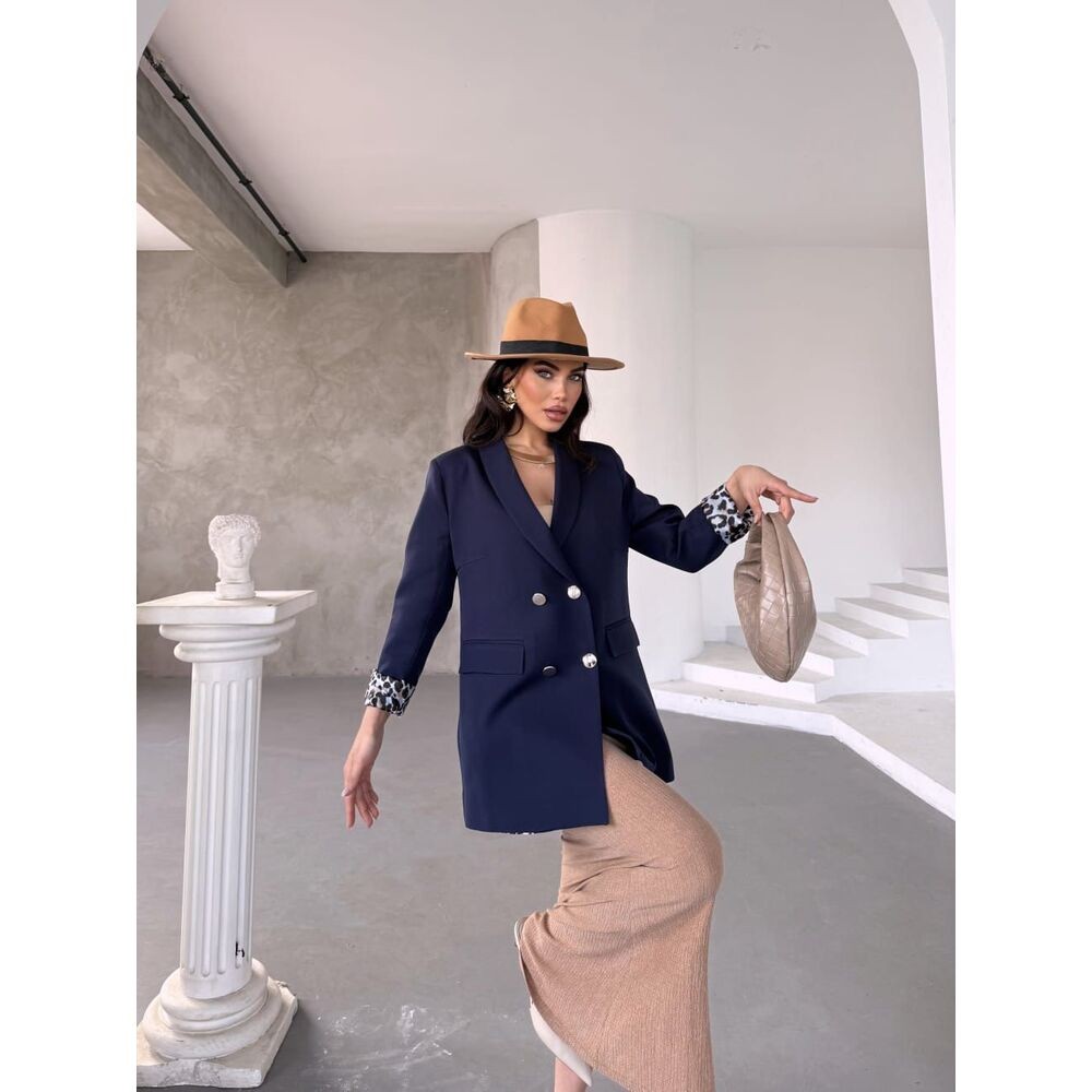 Leopar desenli blazer ceket