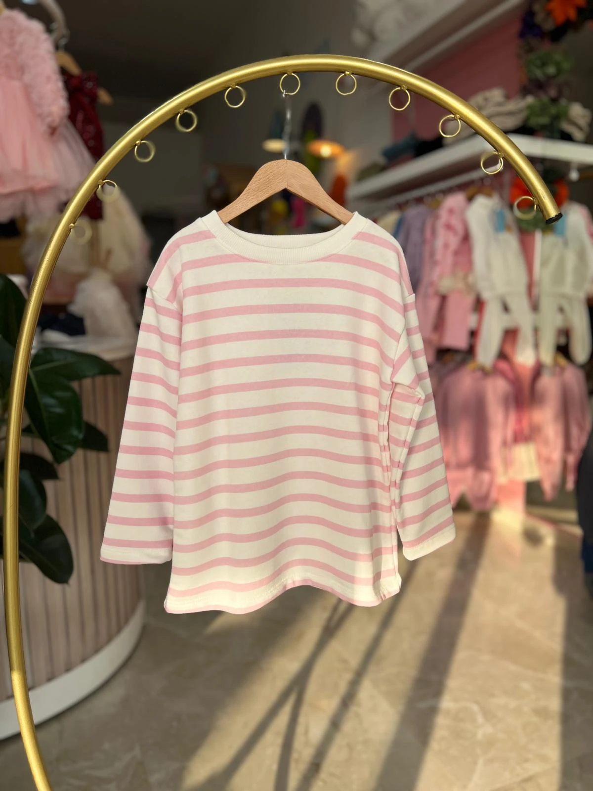 PEMBE ÇİZGİLİ SWEAT