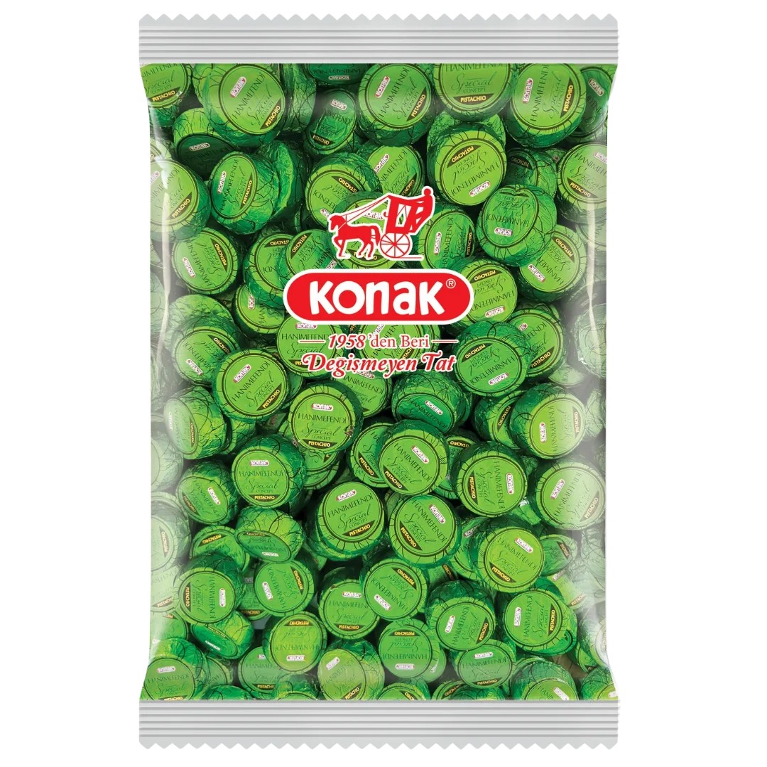 Hanımefendi Antep Fıstık Parçacıklı & Dolgulu Sütlü Çikolata (1000 Gr)