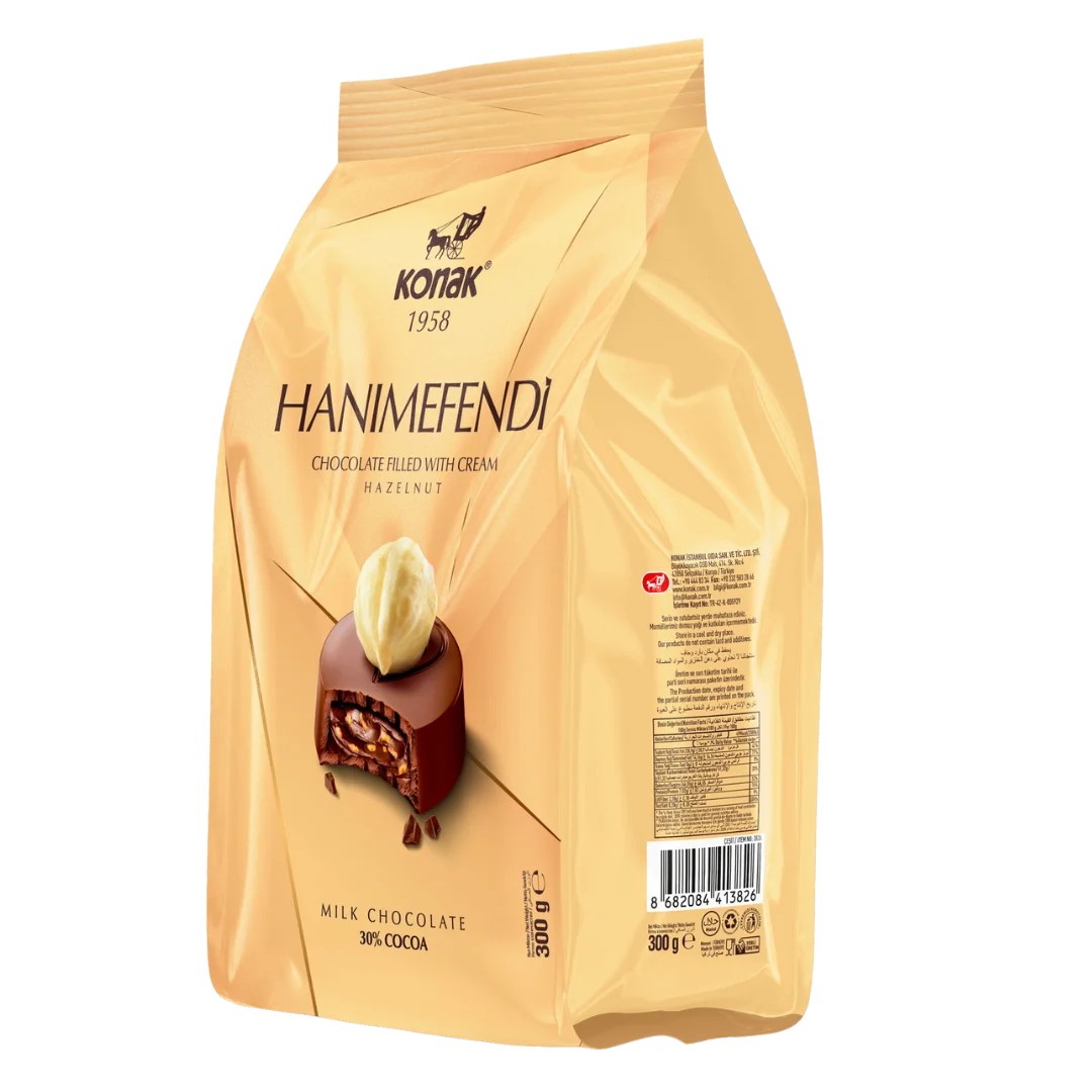 Hanımefendi Fındık Parçacıklı & Dolgulu Sütlü Çikolata (300 Gr)