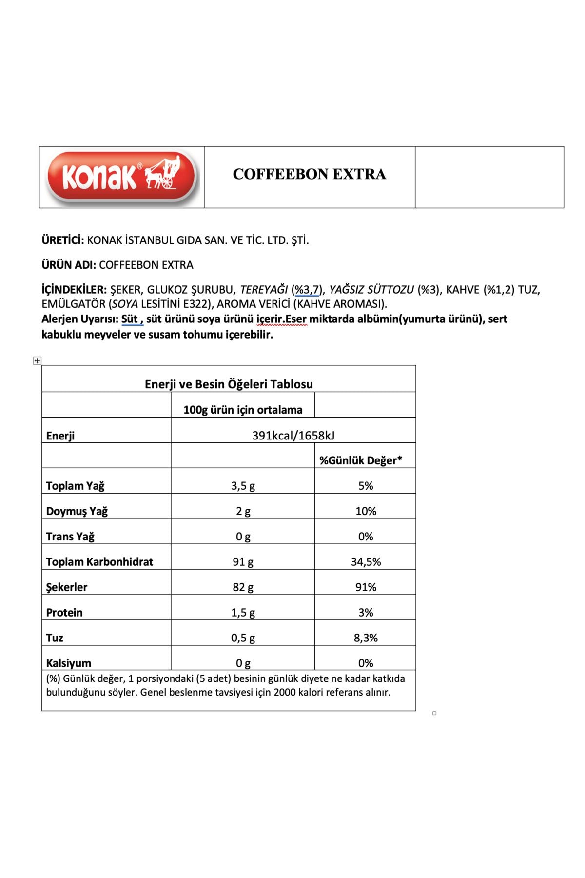 Coffeebon Extra 800 gr Pvc Asetat Kutu Extra Sütlü&tereyağlı&kahveli Bonbon Şeker
