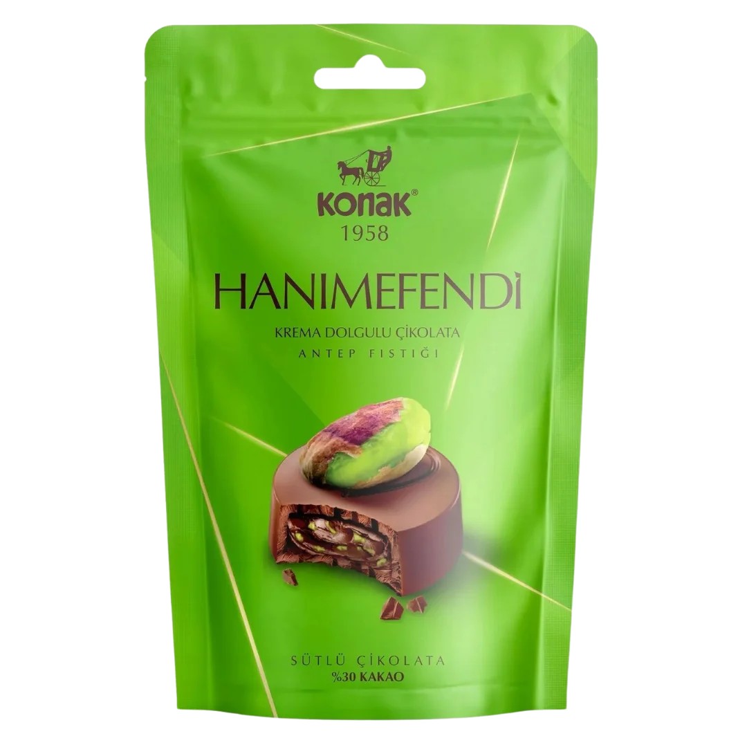 Hanımefendi Antep Fıstık Parçacıklı & Dolgulu Sütlü Çikolata (85 Gr)