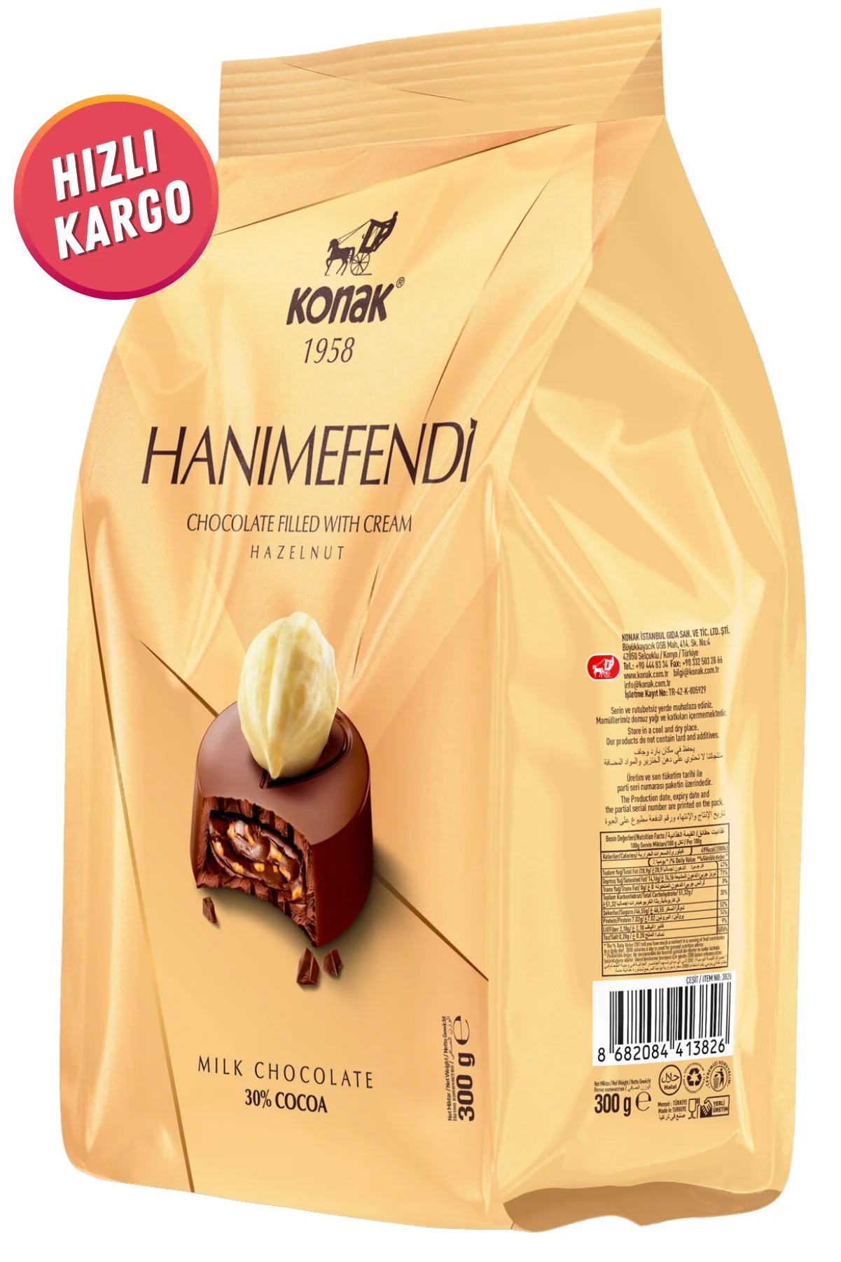 Hanımefendi Fındık Parçacıklı & Dolgulu Sütlü Çikolata (300 Gr)