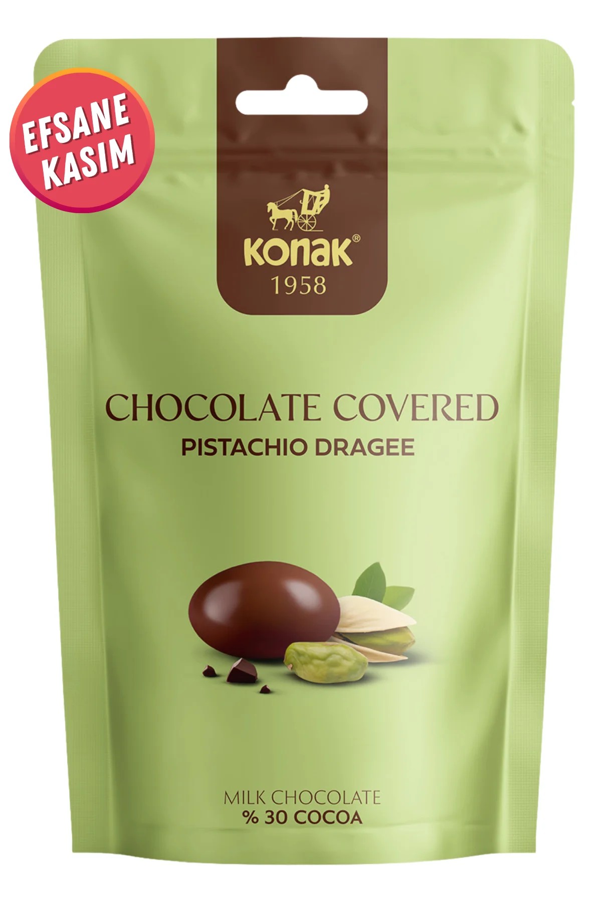 Sütlü Çikolata Kaplı Antep Fıstığı Draje (85 Gr)