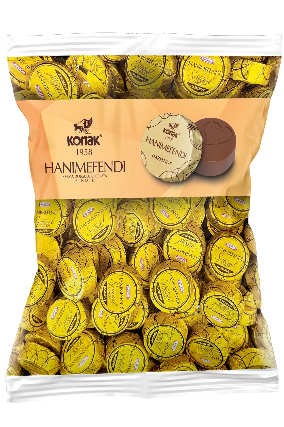 Hanımefendi Fındık Parçacıklı & Dolgulu Sütlü Çikolata (500 Gr)