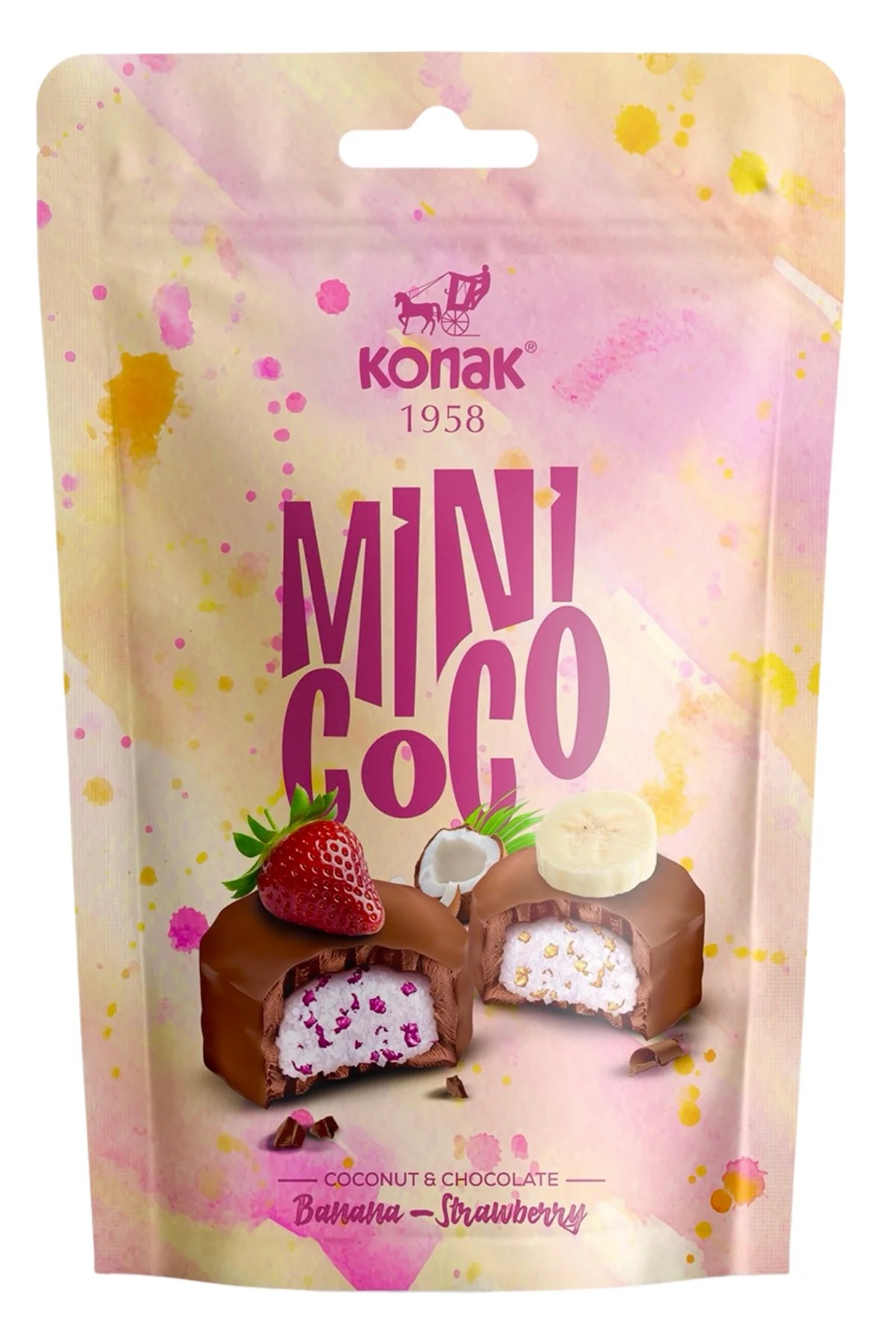 Mini Coco Çikolata Kaplı Meyve Parçacıklı Hindistan Cevizli (80 Gr)