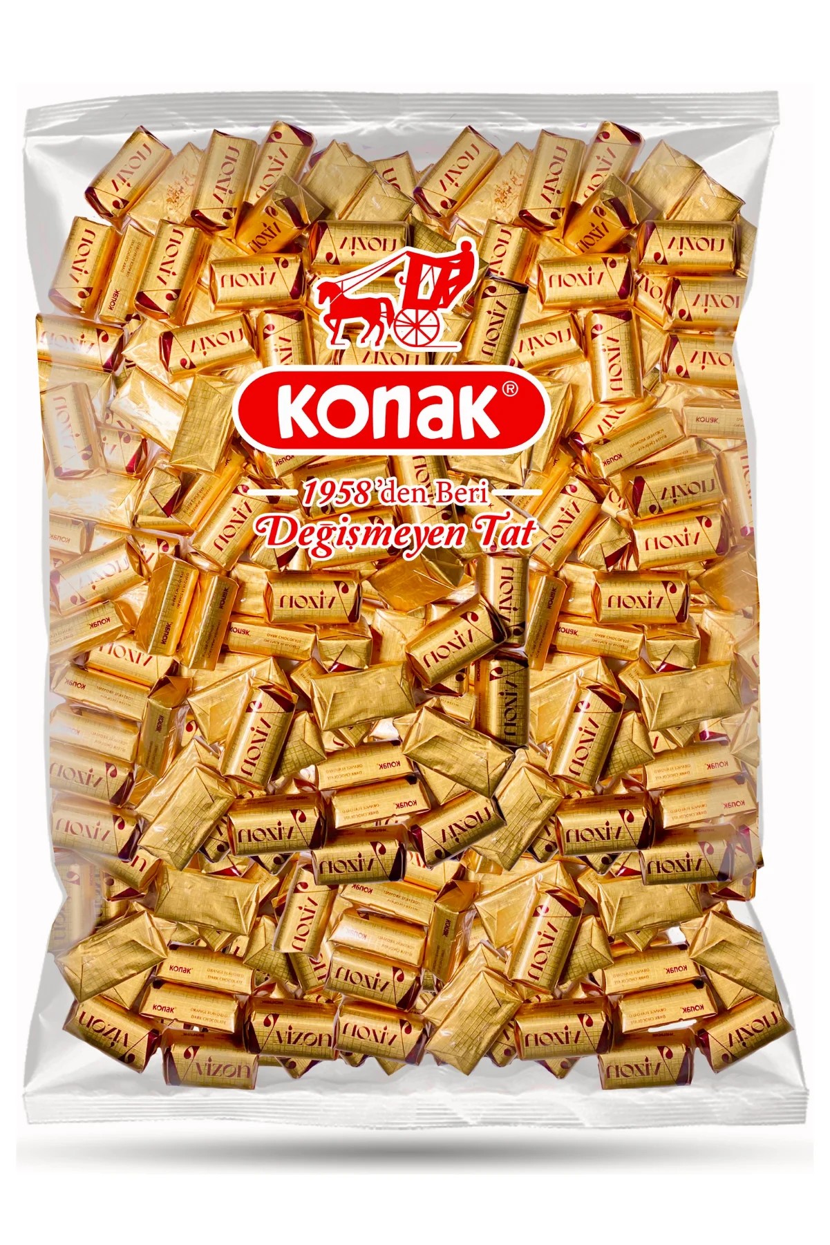 Vizon Portakal Aromalı Krema Dolgulu Bitter Çikolata (1000 Gr)