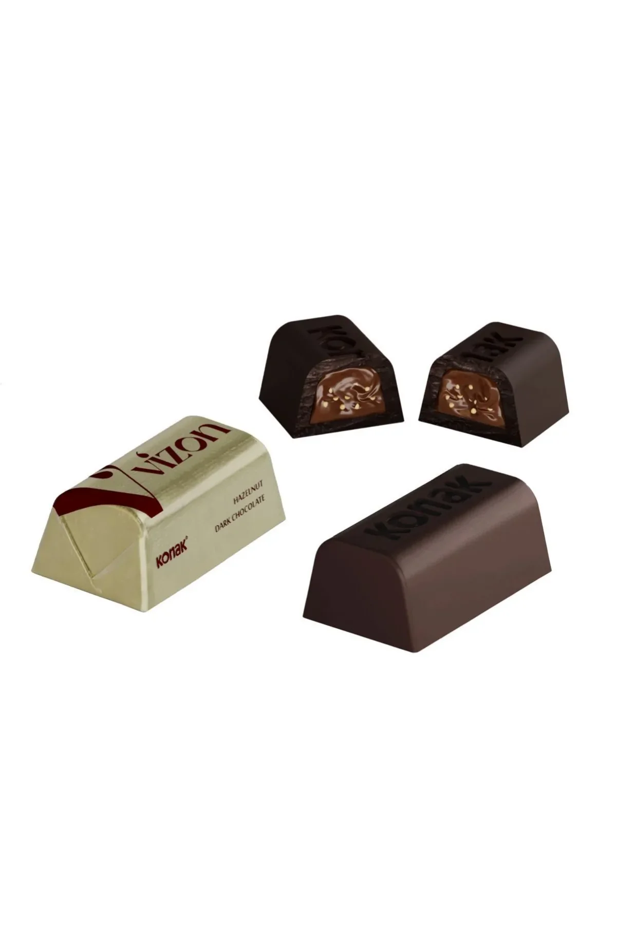 Hediyelik Poşette Vizon Fındık Parçacıklı Krema Dolgulu Bitter Çikolata (200 Gr)