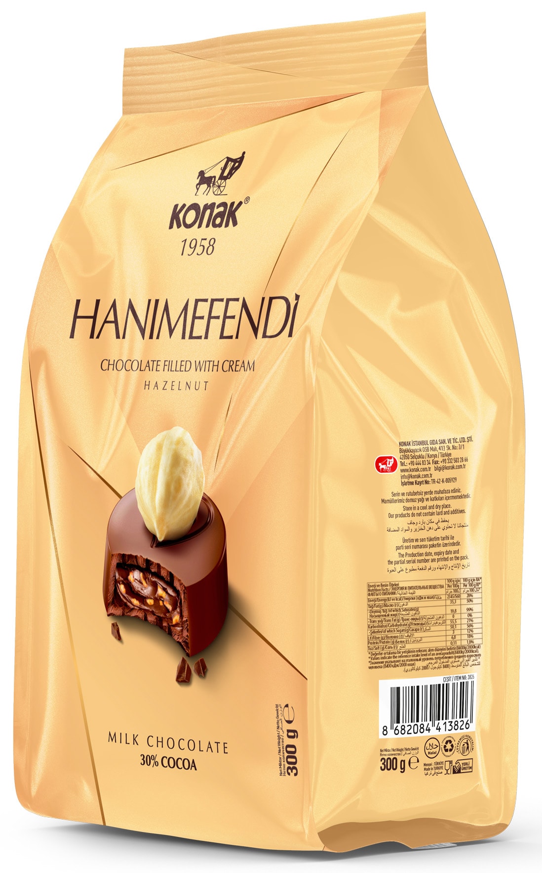 Hanımefendi Fındık Parçacıklı & Dolgulu Sütlü Çikolata (300 Gr)