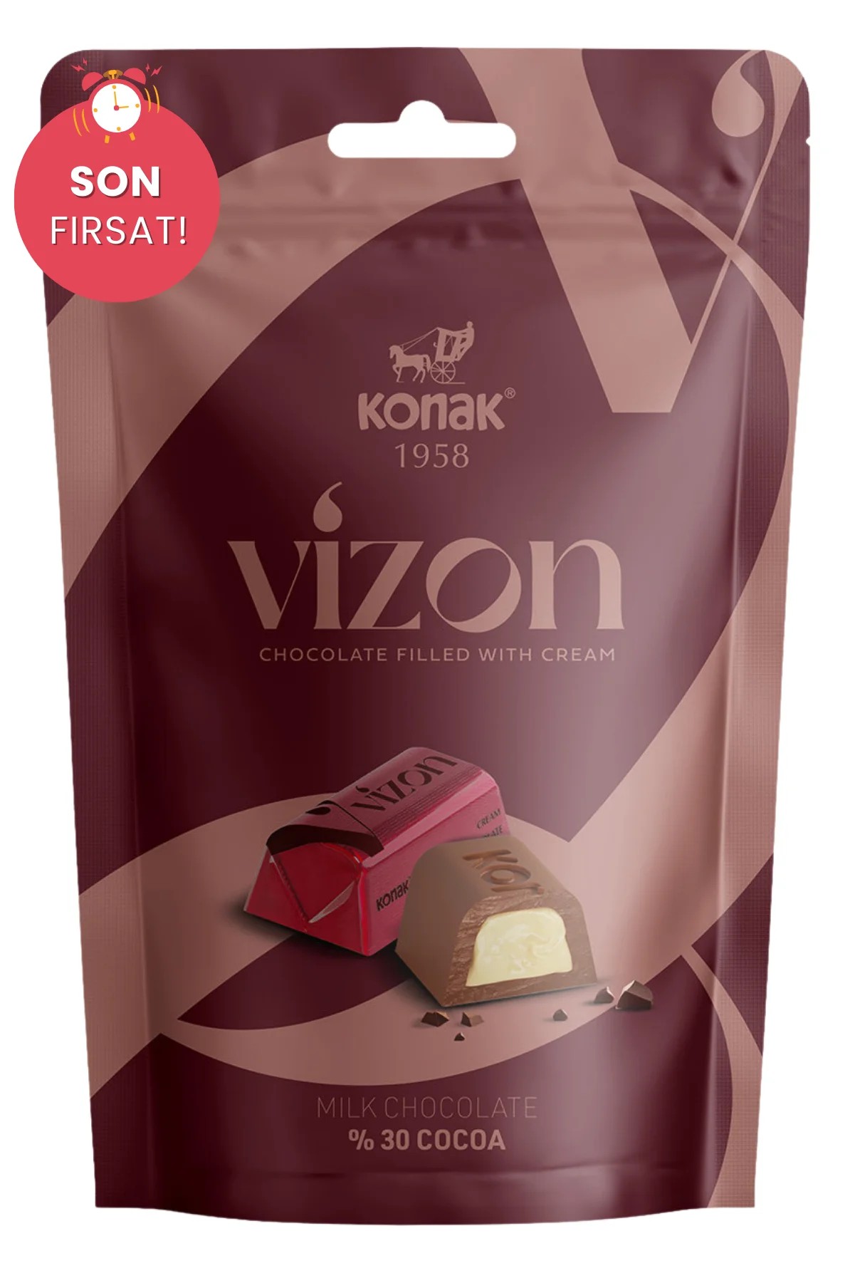 Vizon Sütlü Krema Dolgulu Sütlü Çikolata (80 Gr)