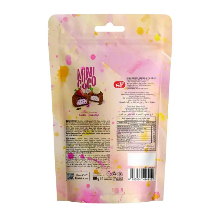 Mini Coco Çikolata Kaplı Meyve Parçacıklı Hindistan Cevizli 80 Gr