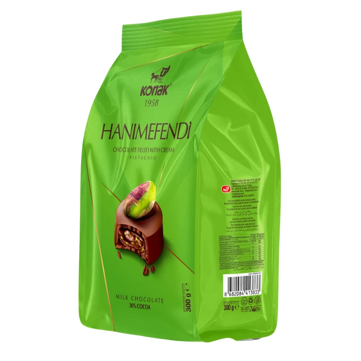 Hanımefendi Antep Fıstık Parçacıklı & Dolgulu Sütlü Çikolata (300 Gr)