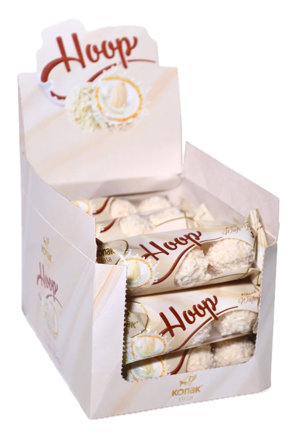 Hoop Gofret Tüm Badem Dolgulu Hindistan Cevizi Topları (12 x 27 Gr)