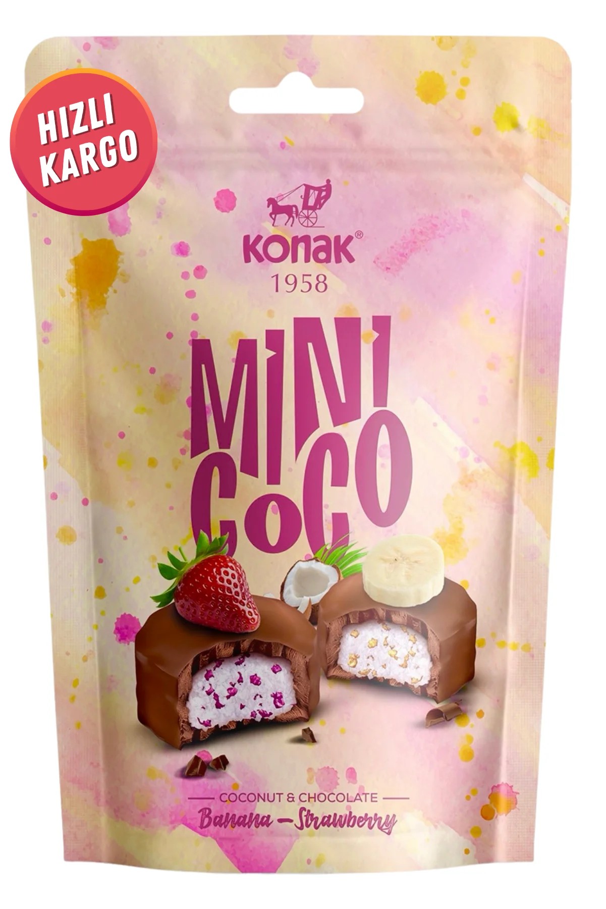 Mini Coco Çikolata Kaplı Meyve Parçacıklı Hindistan Cevizli (80 Gr)