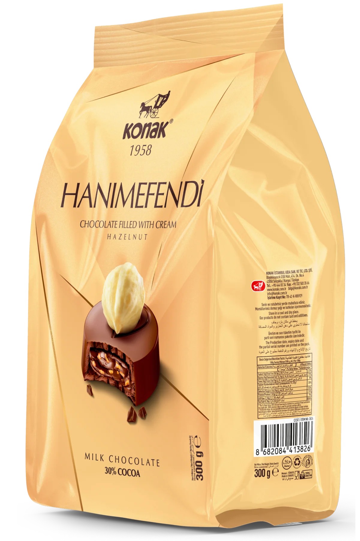 Hanımefendi Fındık Parçacıklı & Dolgulu Sütlü Çikolata (300 Gr)