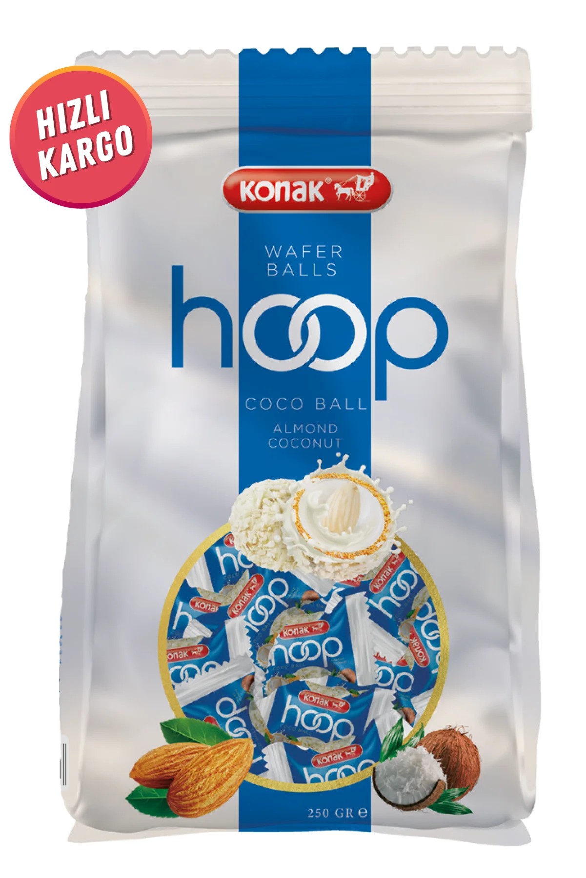 Hoop Gofret Tüm Badem Dolgulu Hindistan Cevizi Topları (250 Gr)