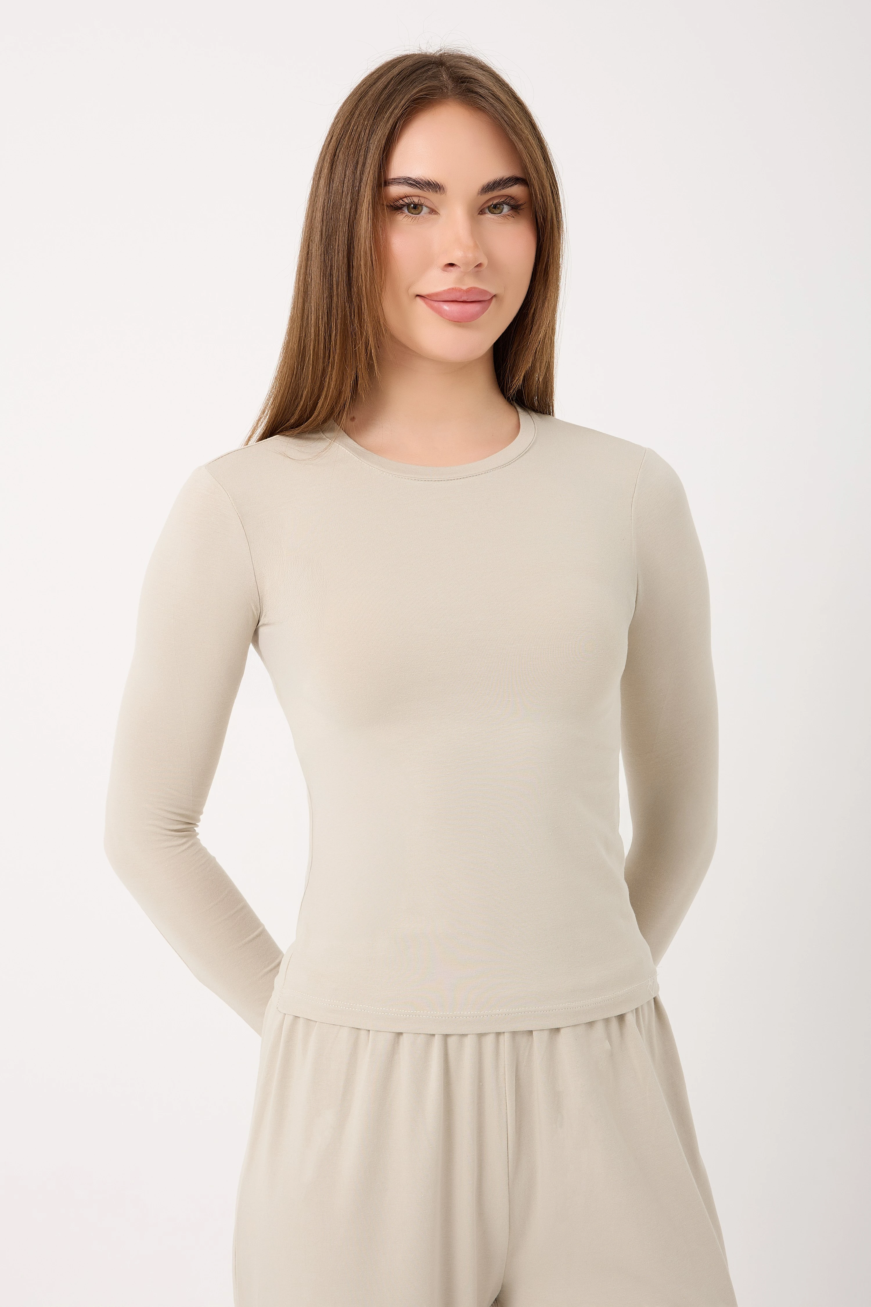 Zoor Ultra Soft Penye Modal Yuvarlak Yaka Bluz