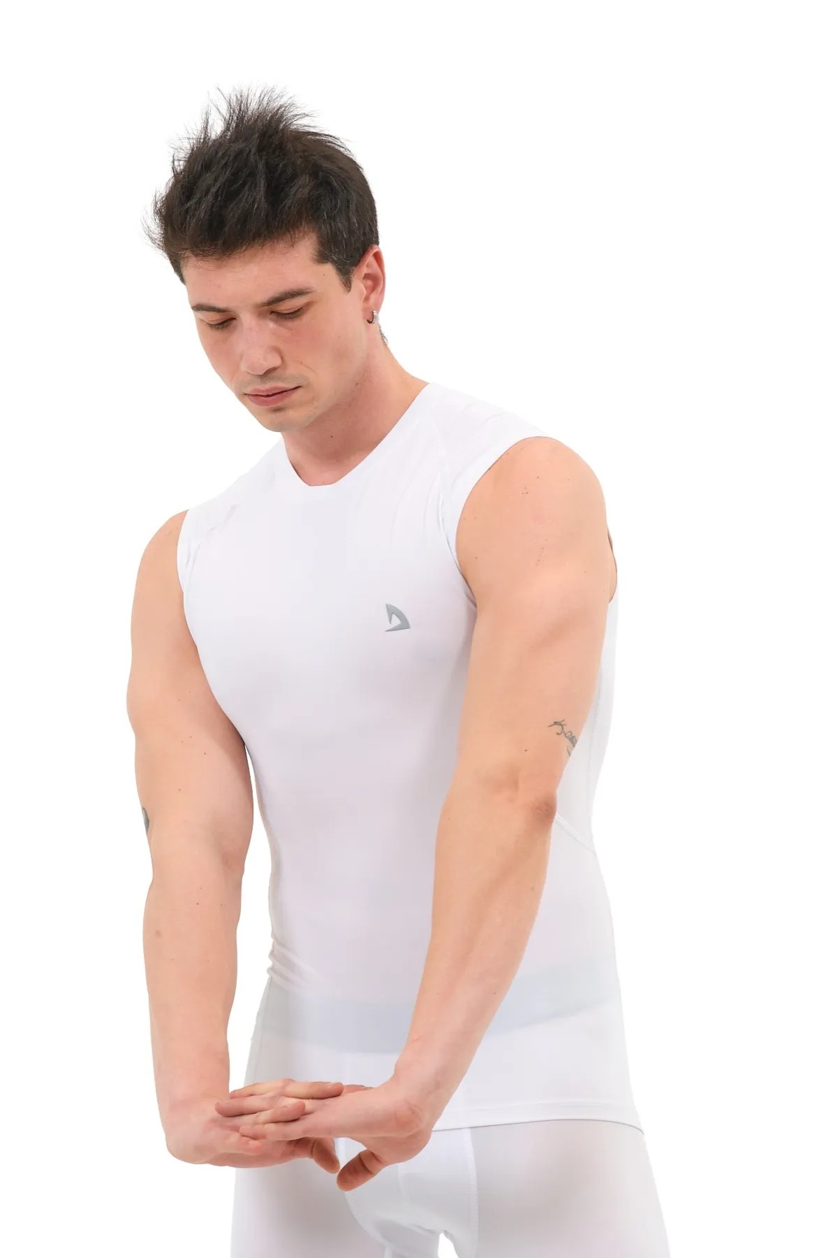 Kolsuz Compression Spor Body GYM Fitness Biker T-Shirt