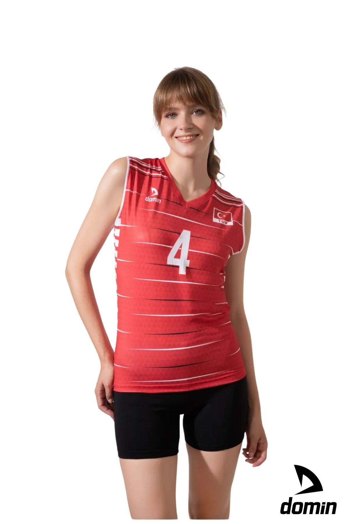 Kadın Özel Likralı Kumaştan Tek Üst Voleybol Forması - Kırmızı