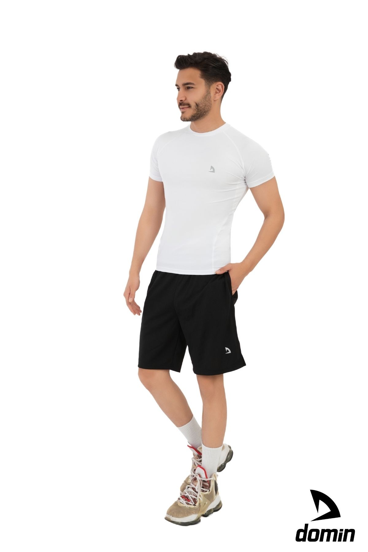 Erkek Gri Kısa Antrenman Şortu Günlük Cepli Sporcu Şortu - Siyah