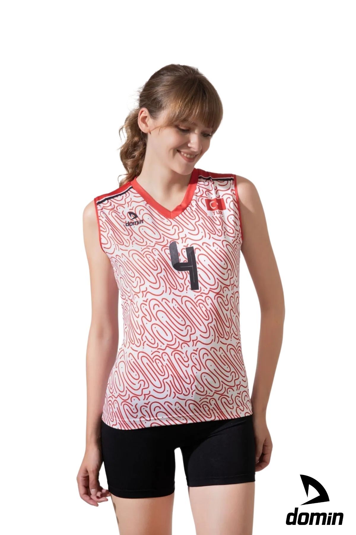 Kadın Özel Likralı Kumaştan Tek Üst Voleybol Forması - Beyaz