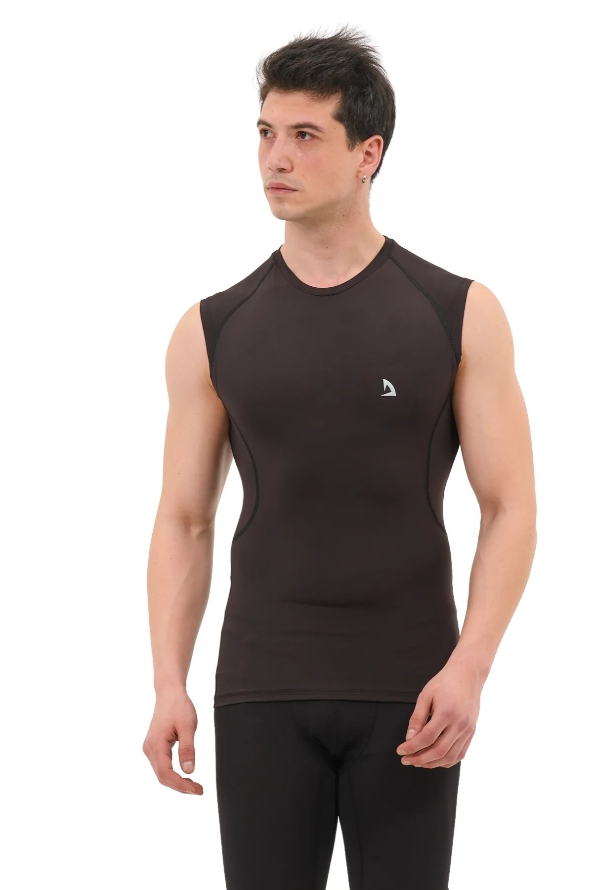 Kolsuz Compression Spor Body GYM Fitness Biker T-Shirt - Si̇yah