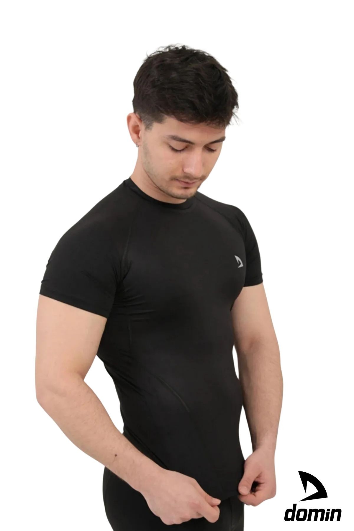 Kısa Kollu Compression Body T-shirt Fitness Body Gym Body Tshirt - Si̇yah