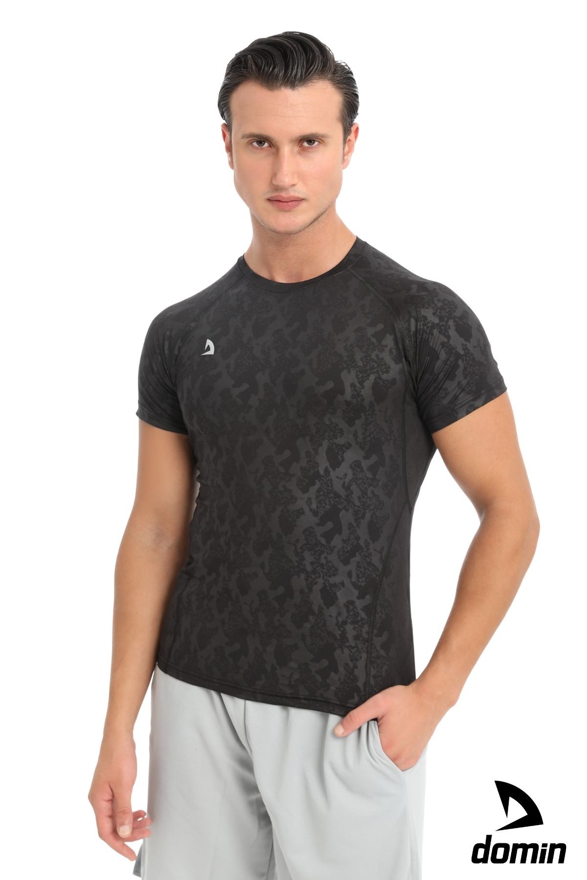 Kısa Kollu Compression Body T-shirt Fitness Body Gym Body Tshirt - Kamuflaj