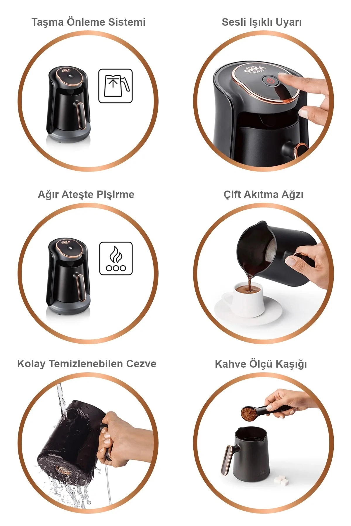 Okka Minio Türk Kahvesi Makinesi 4 Fincan Kapasiteli Krom - OK004-K