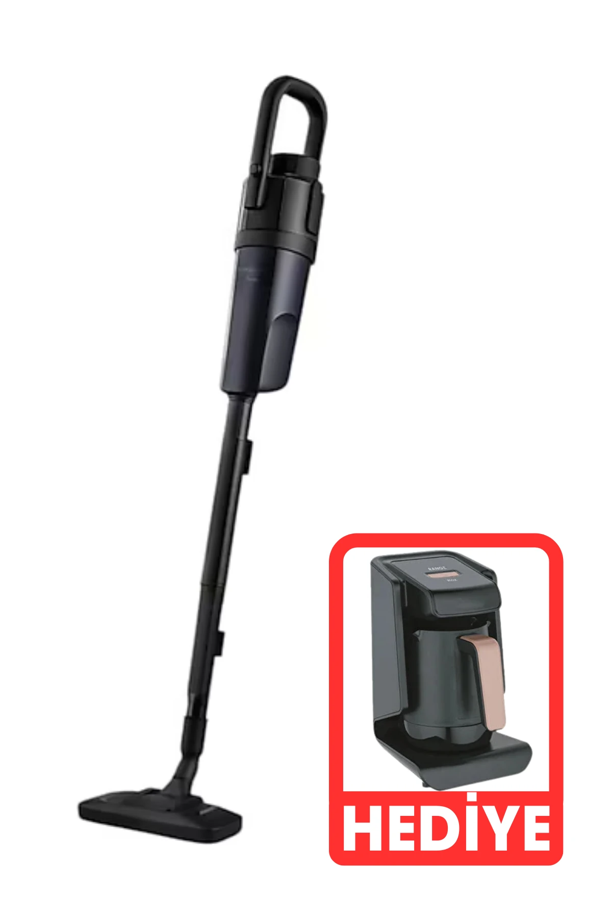 Vektör Dikey Süpürge Alana  Köz Türk Kahve Makinesi Hediye