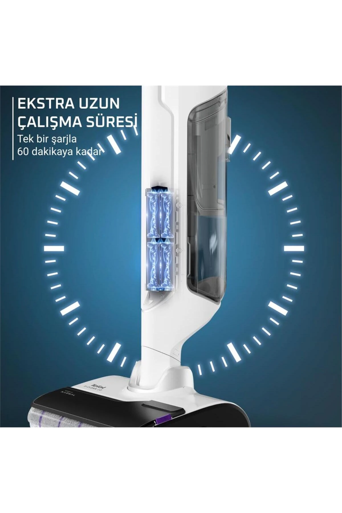 X-Clean 10 Islak Sert Zemin Temizleyici Kablosuz Dikey Süpürge-Kendini Temizler Kurutur - İlave Rulo