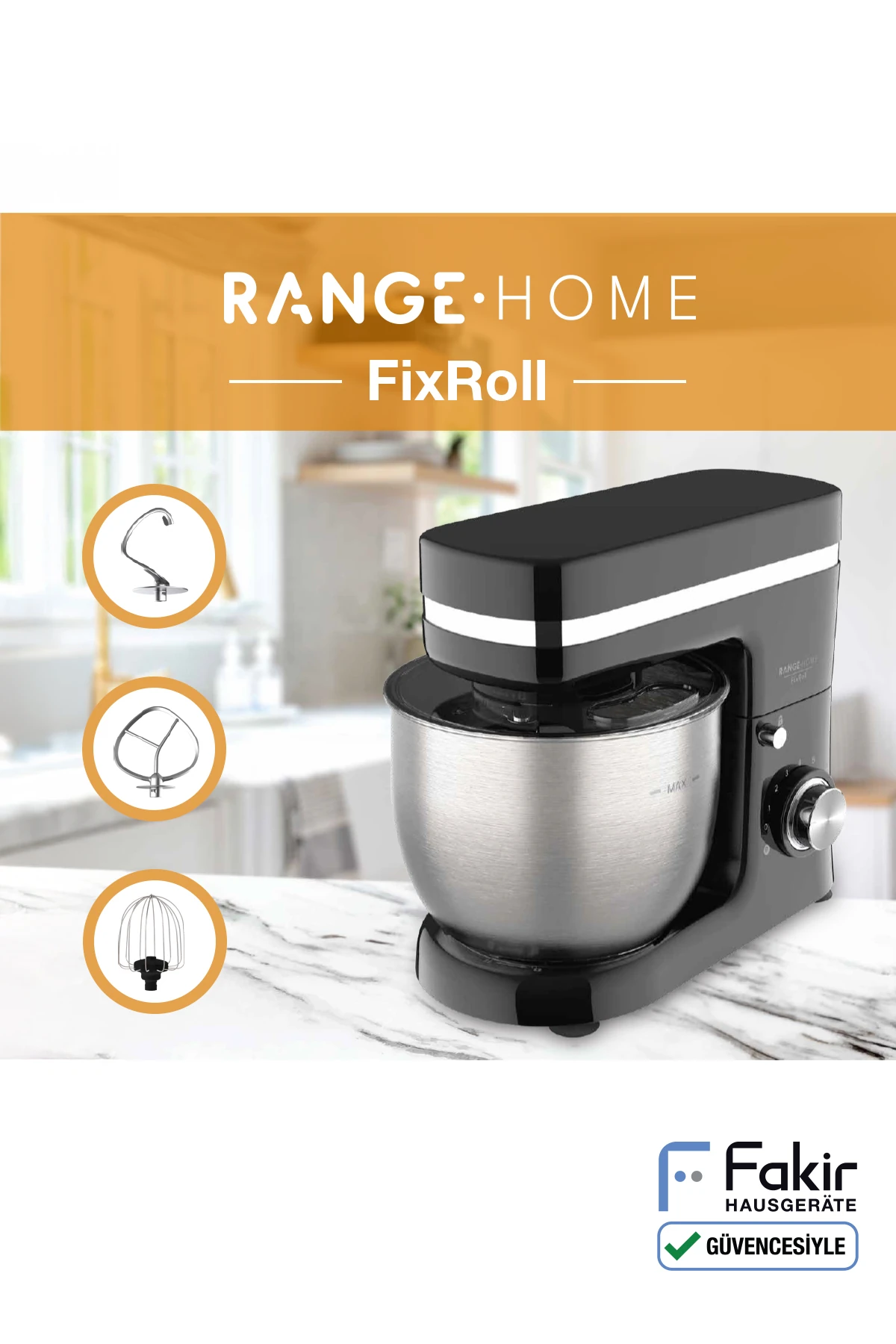 FixRoll Mutfak Şefi - Hamur Yoğurma - Stand Mikser- Siyah