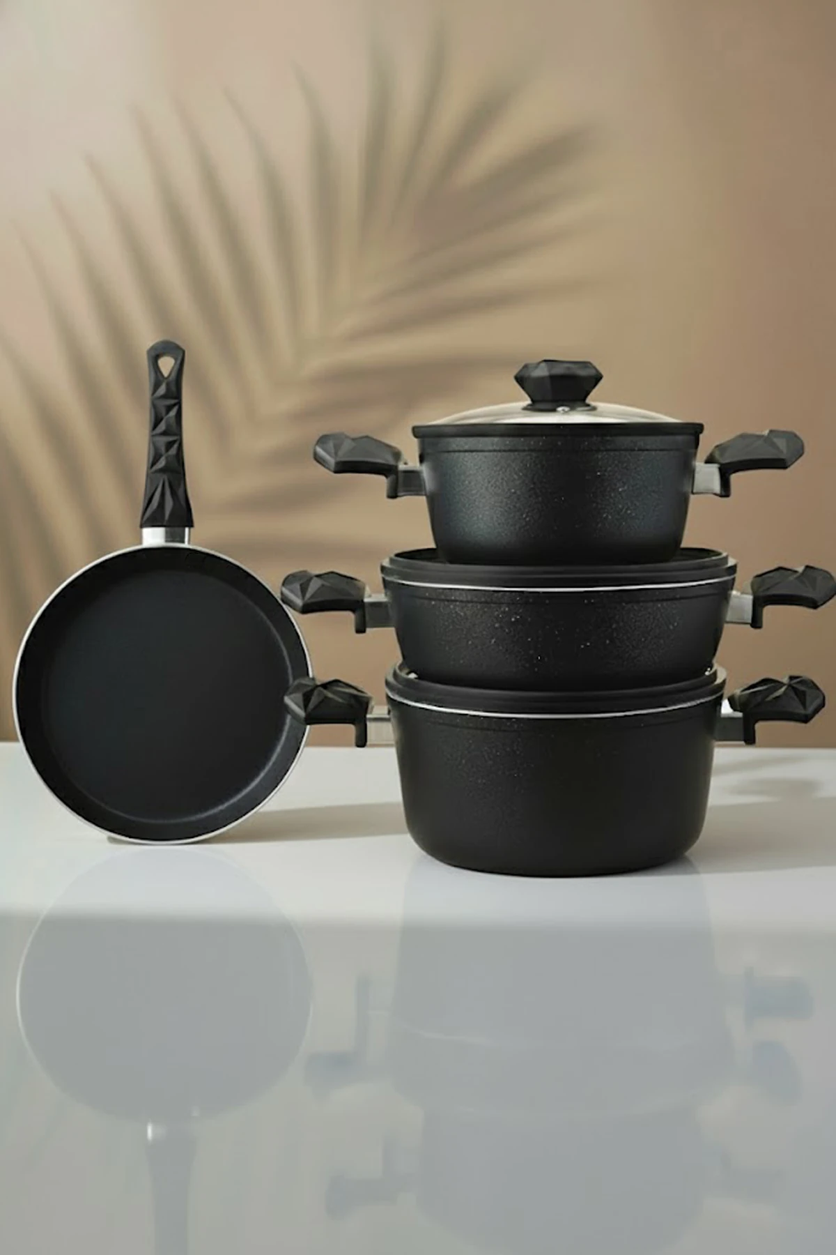 TENCERE SET 7 PARCA GUVEC 3 MM SIYAH