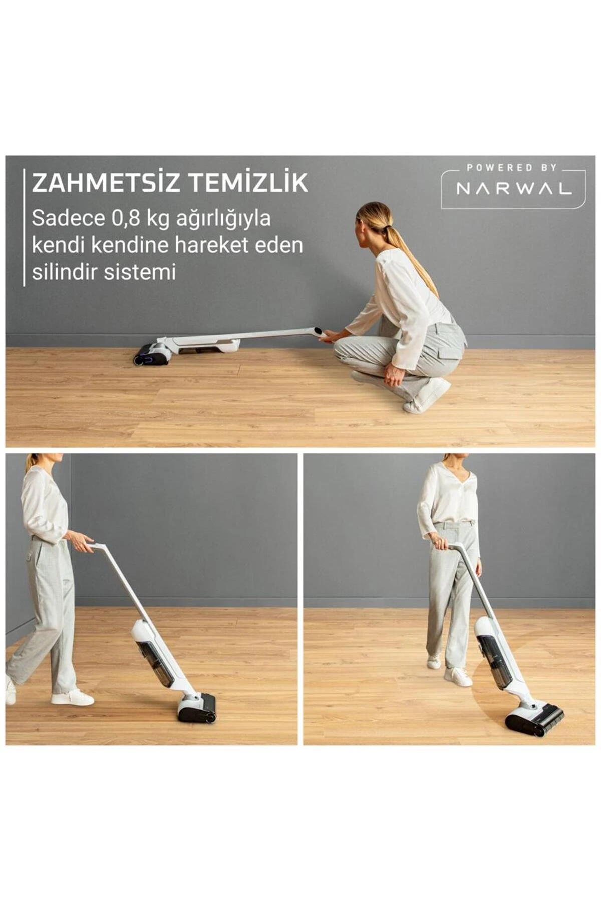 X-Clean 10 Islak Sert Zemin Temizleyici Kablosuz Dikey Süpürge-Kendini Temizler Kurutur - İlave Rulo