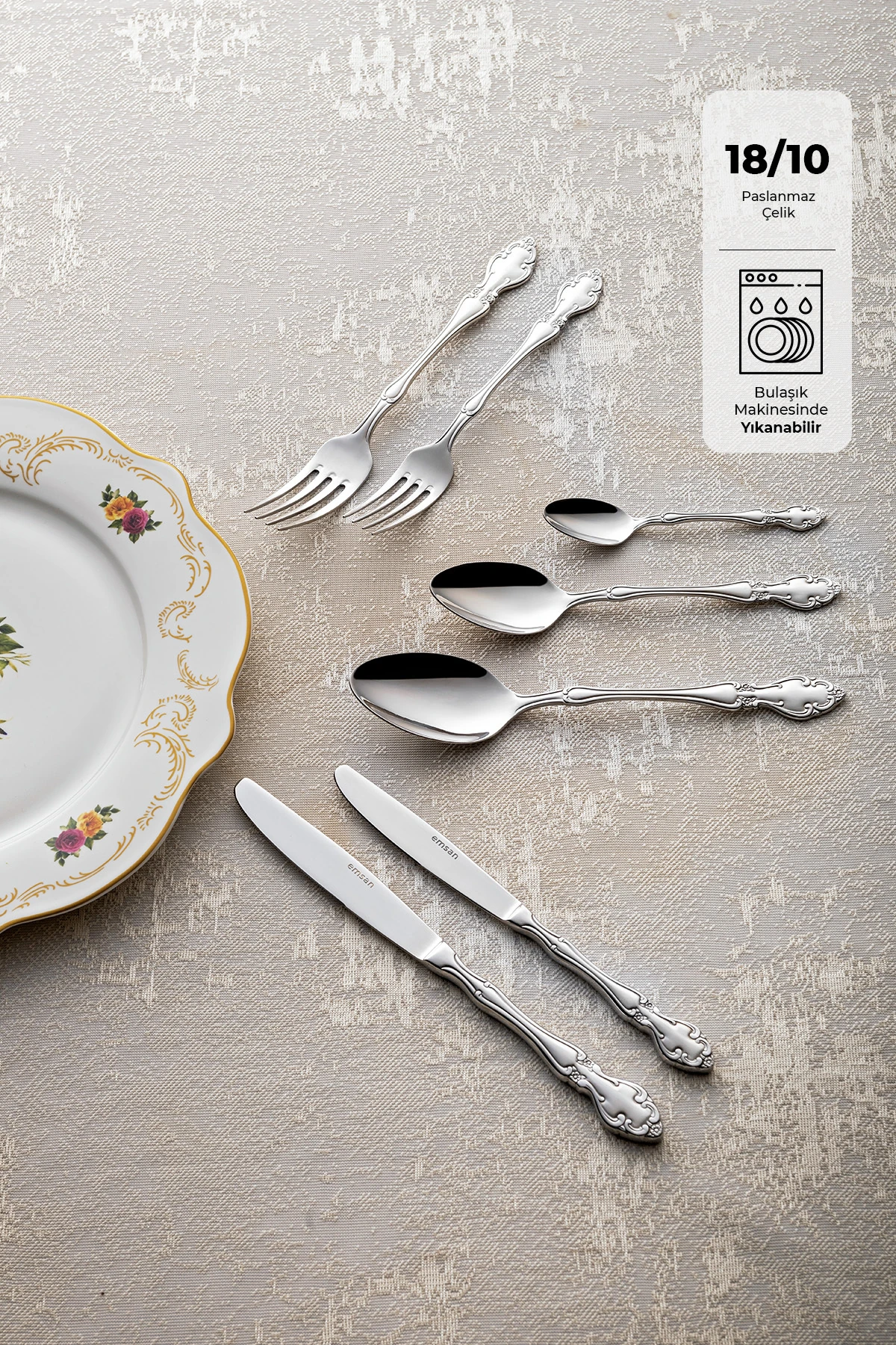 Royal 84 Parça 12 Kişilik Çatal Kaşık Bıçak Takımı Lüks Kutulu