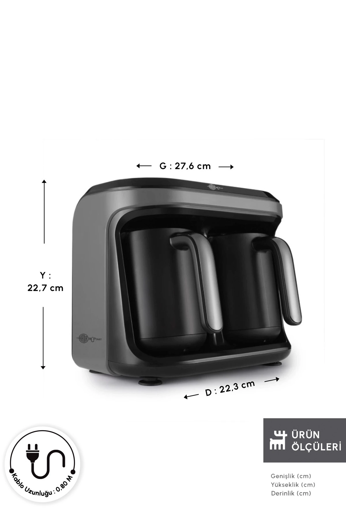 KAHVE MAKINASI HATIR HUP DUET AROMA TKM SPACE GRAY 8683650194040