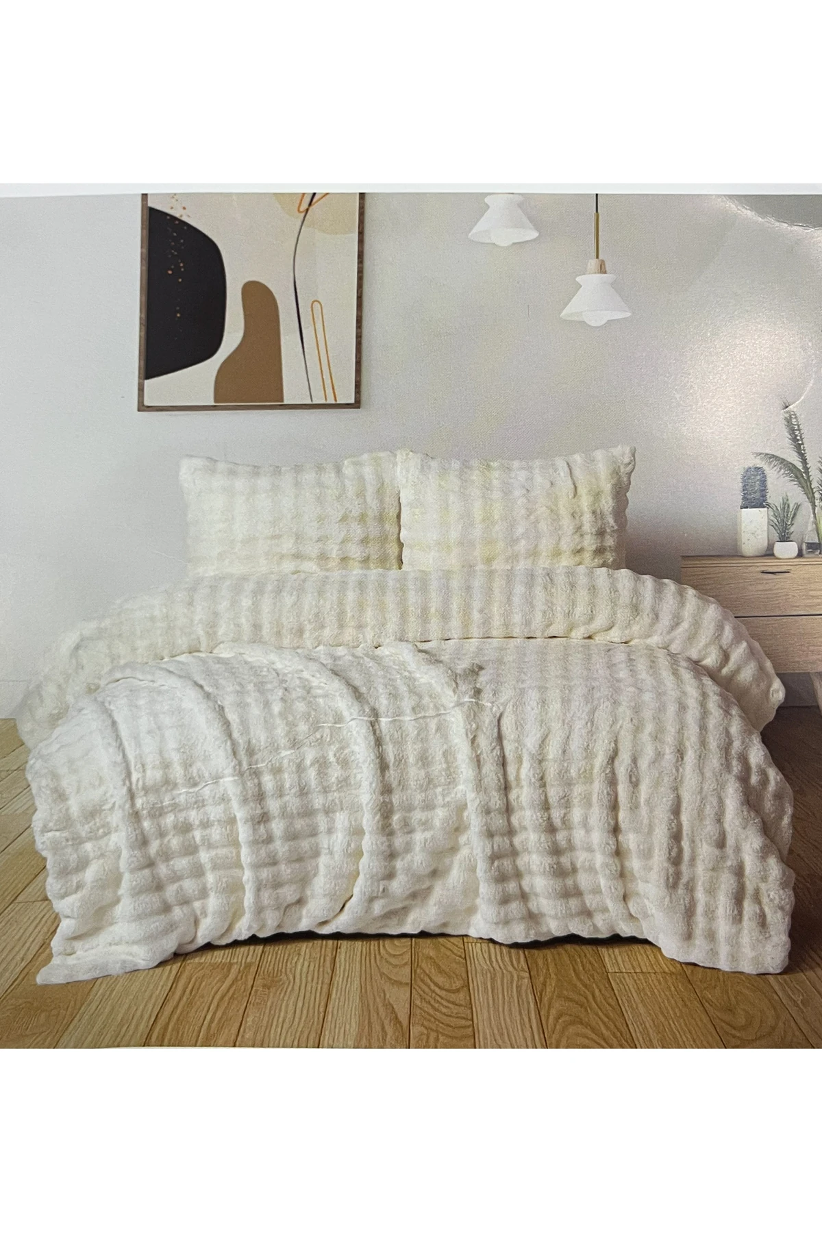 COMFORT SET 3 PRC DIAMOND BUBBLE KURK KREM