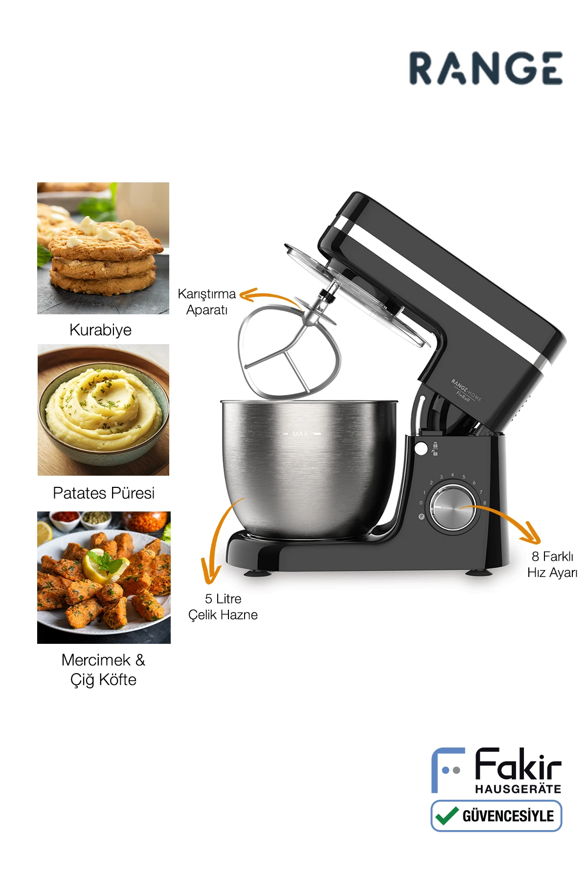 FixRoll Mutfak Şefi - Hamur Yoğurma - Stand Mikser- Siyah