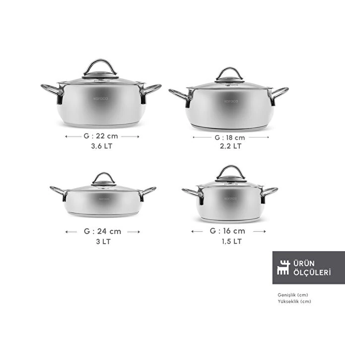 TENCERE SET 8 PARCA CELIK URLA