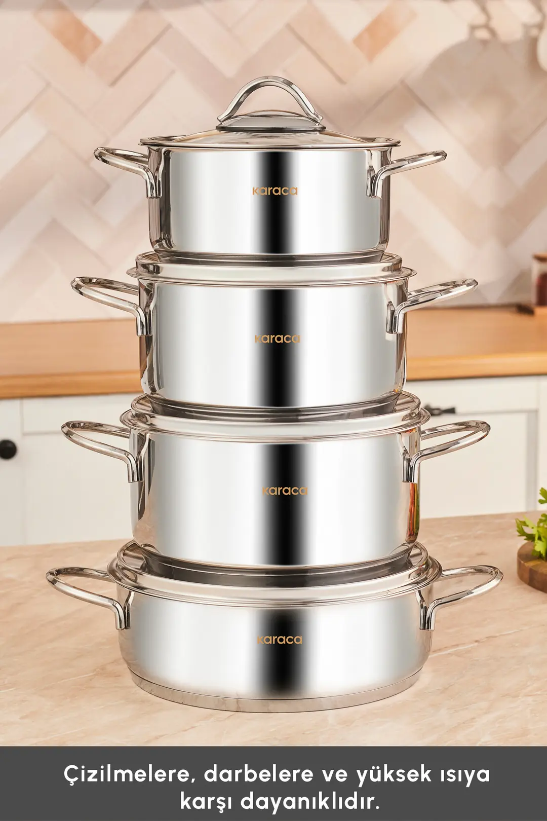 KARACA TENCERE SETI 8 PARCA POWERSTEEL 316+ PEKIN CELIK 8683650276739