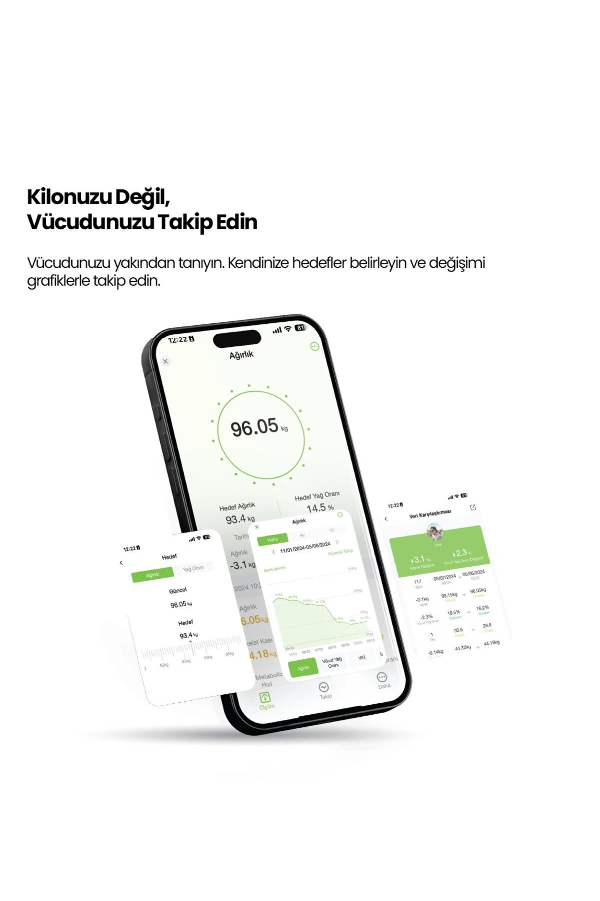 Rbs2000 Wellness Akıllı Vücut Analiz Tartısı – Yağ, Kas, Sıvı Ölçer, 4 Elektrot, Bluetooth