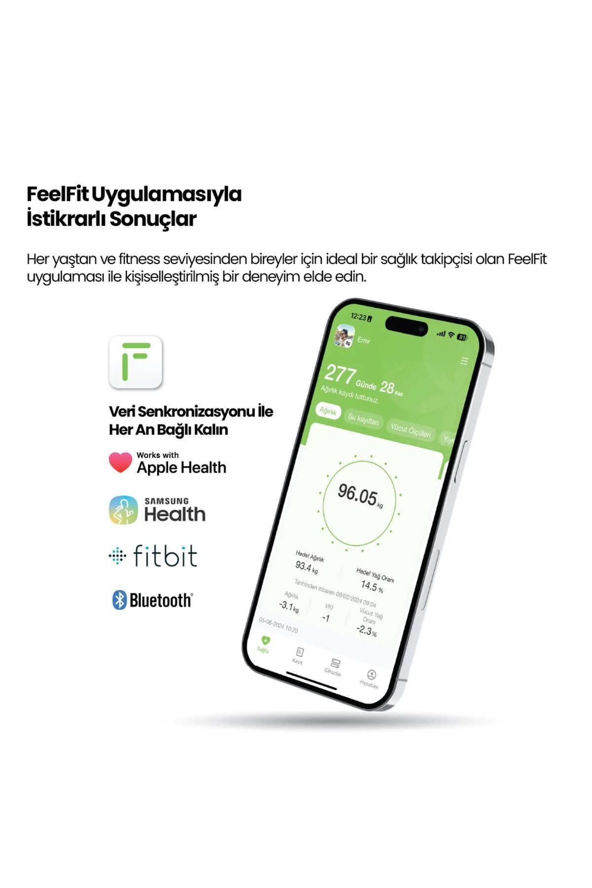 Rbs2000 Wellness Akıllı Vücut Analiz Tartısı – Yağ, Kas, Sıvı Ölçer, 4 Elektrot, Bluetooth