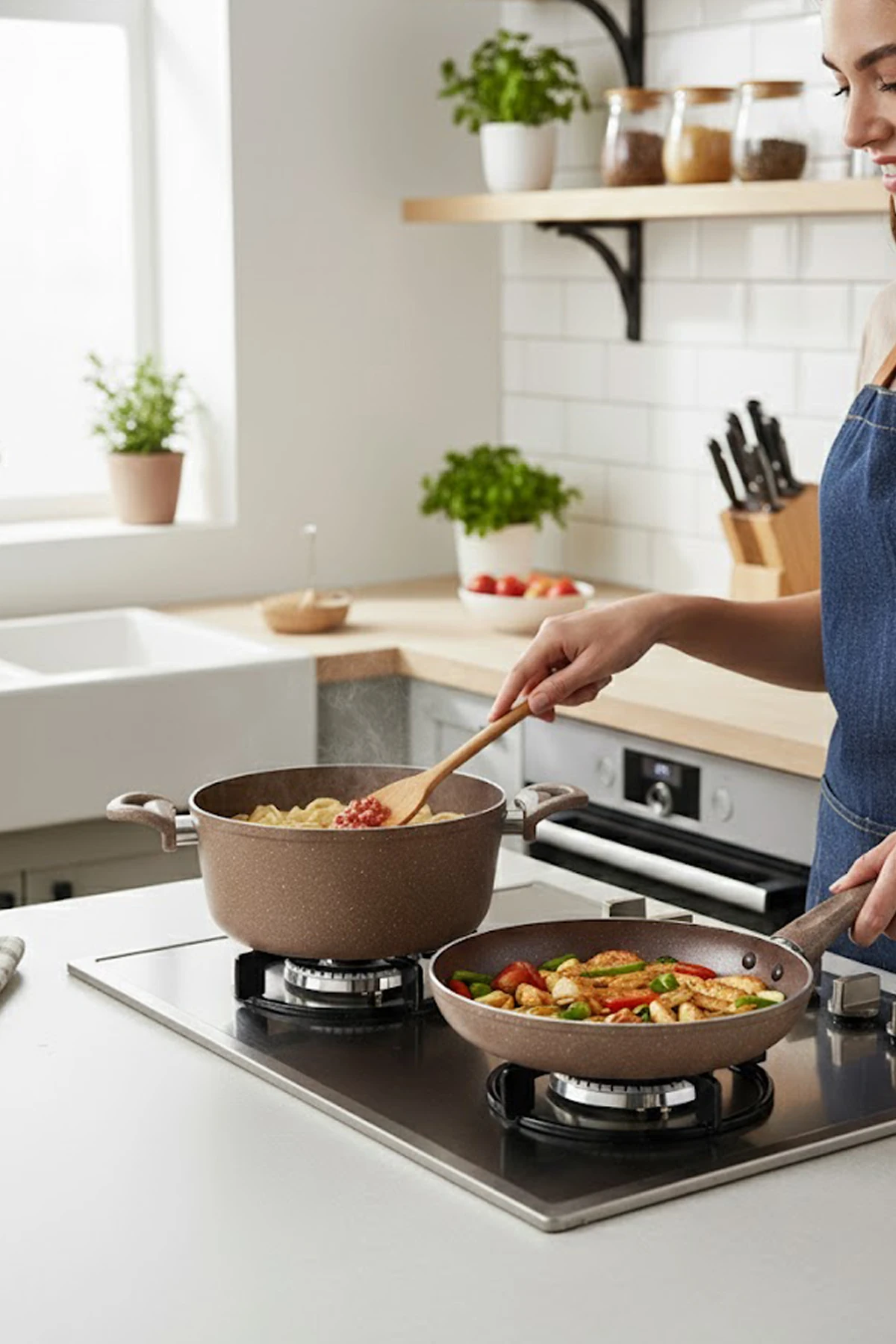 Titanyum Tencere Seti 7 Parça - Siyah