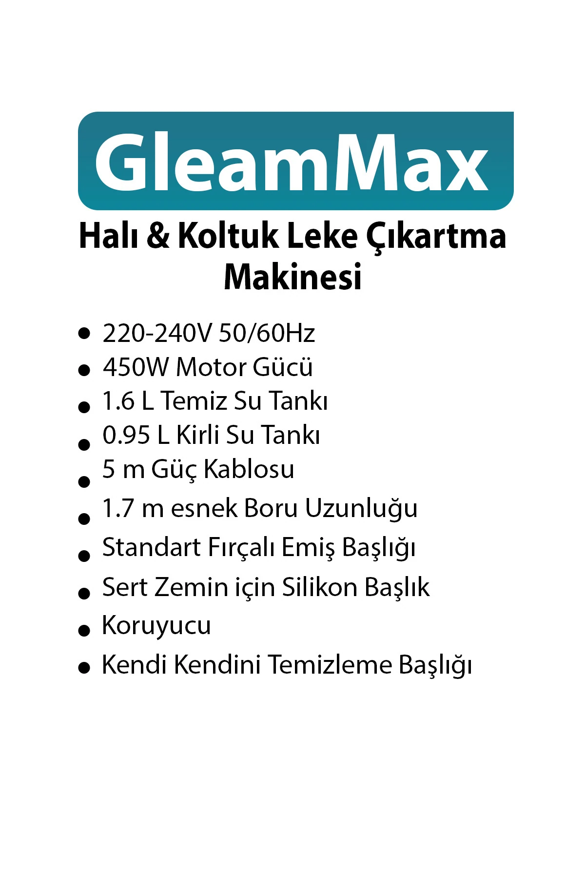 GleamMax Spot Cleaner Koltuk Halı Ve Leke Çıkartma Makinesi (YENİ)