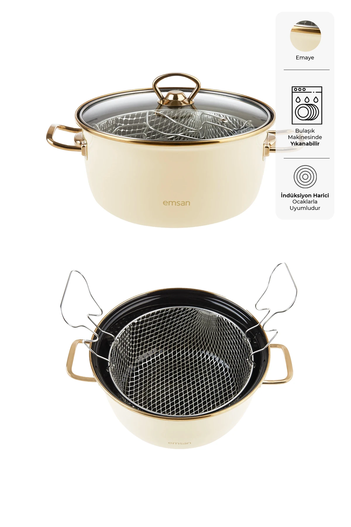 KIZARTMA TENCERE EMAYE RETRO BEJ 237213001