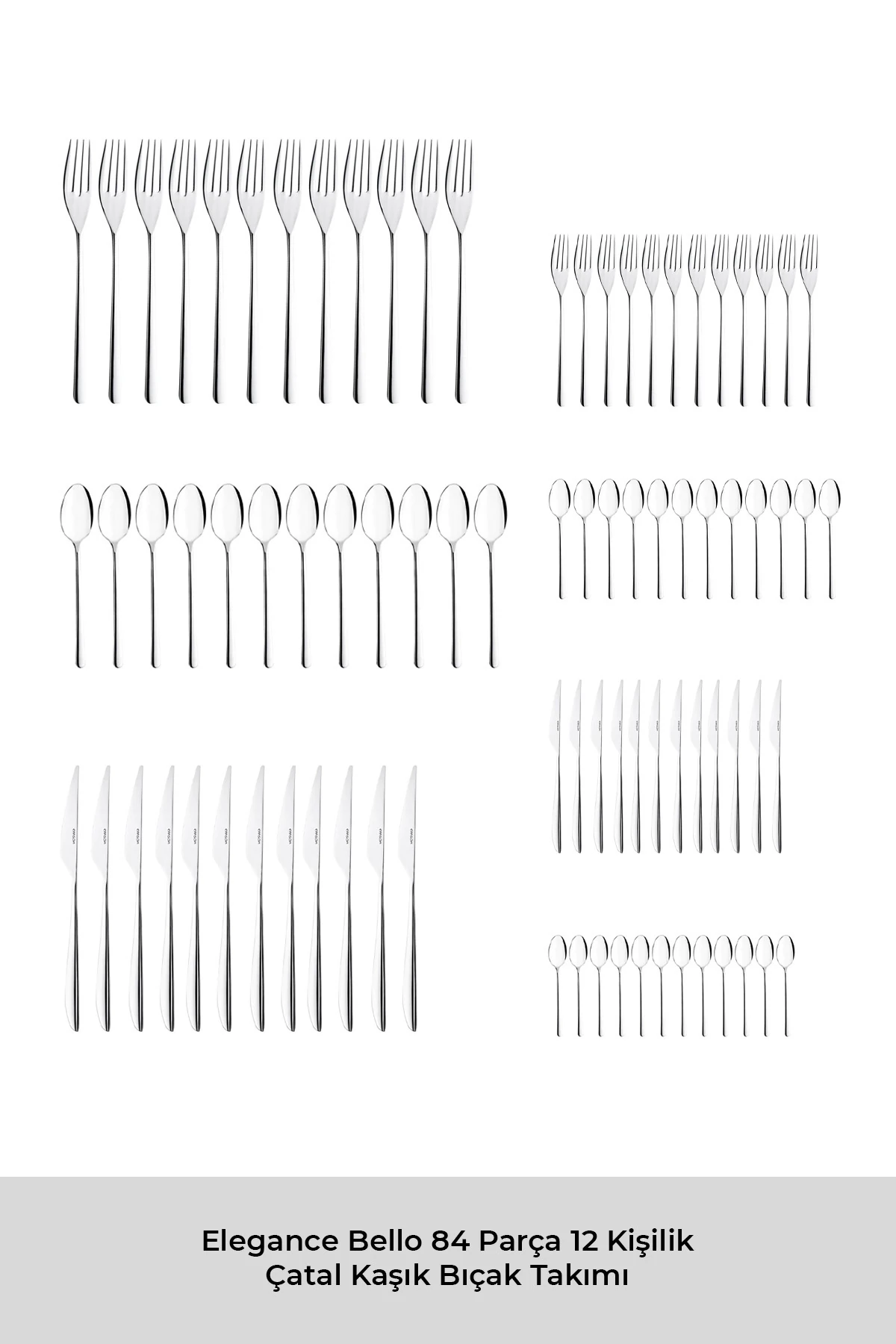 Elegance Bello 84 Parça 12 Kişilik Çatal Kaşık Bıçak Seti Lüks Kutulu