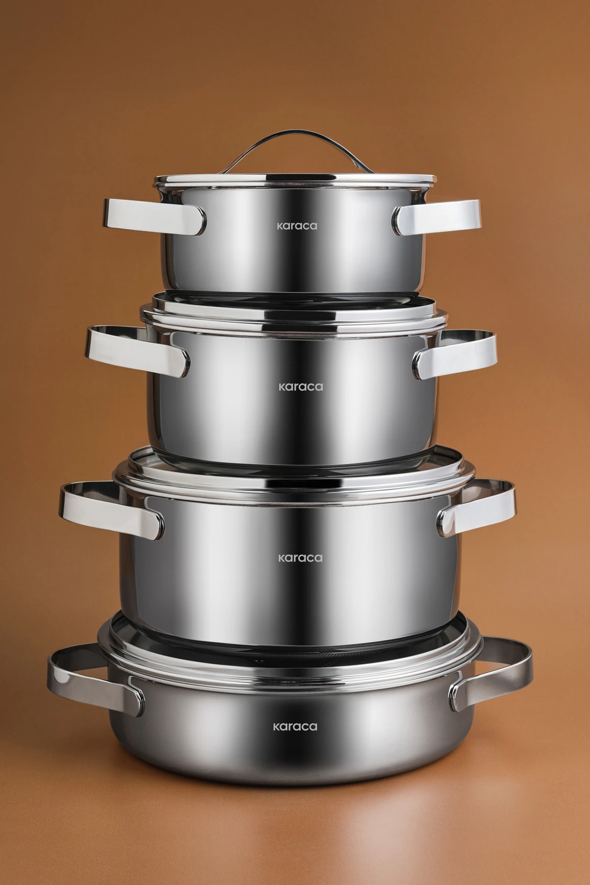 KARACA TENCERE SETI 8 PRC POWERSTEEL 316+ 3 PLY DISCOVERY RENKSIZ