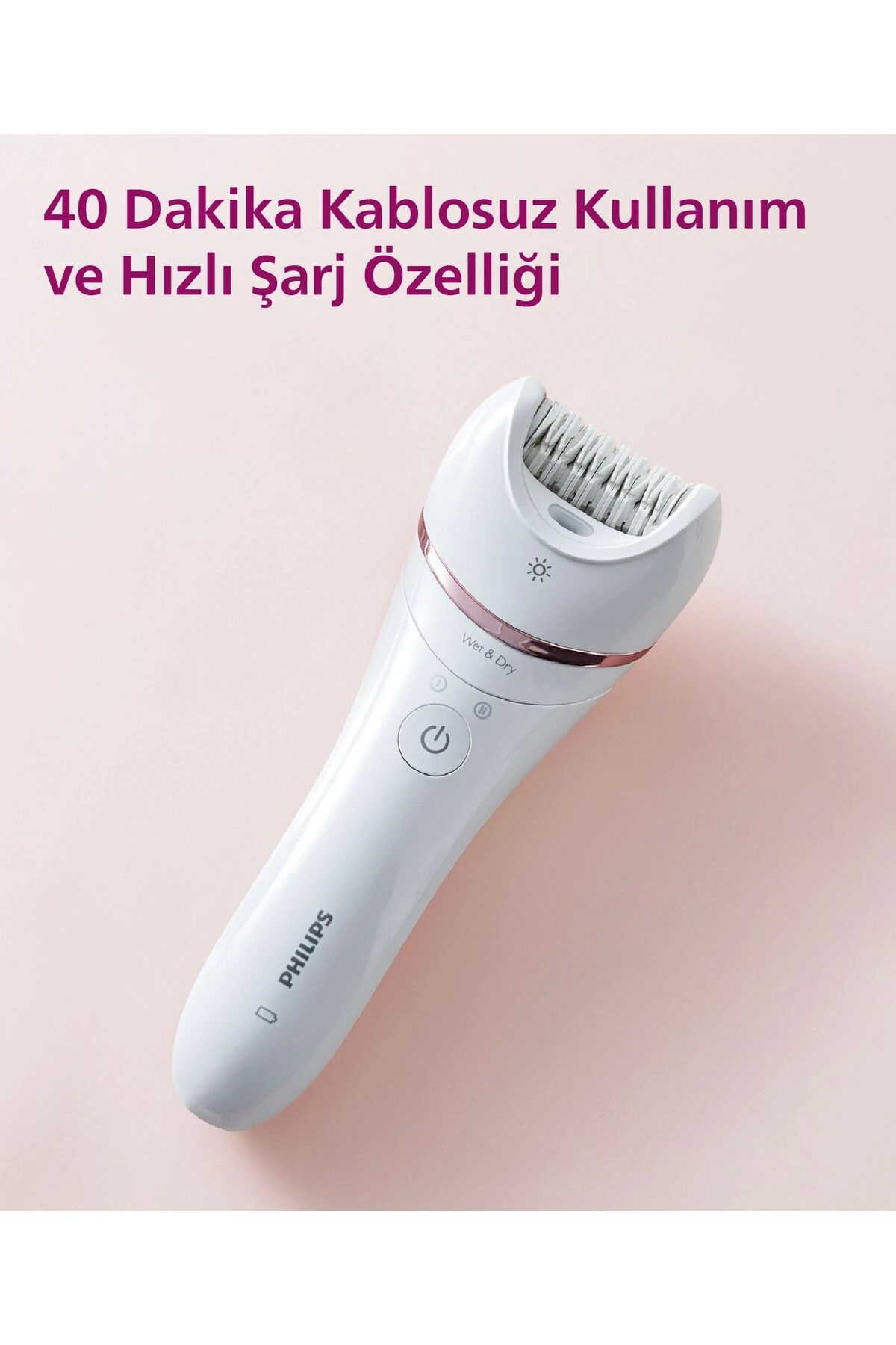 BRE710/05 Epilatör (Yüz+Koltuk altı+Bikini Bölgesi+Bacak)Islak Ve Kuru,Işıklı,Kablosuz