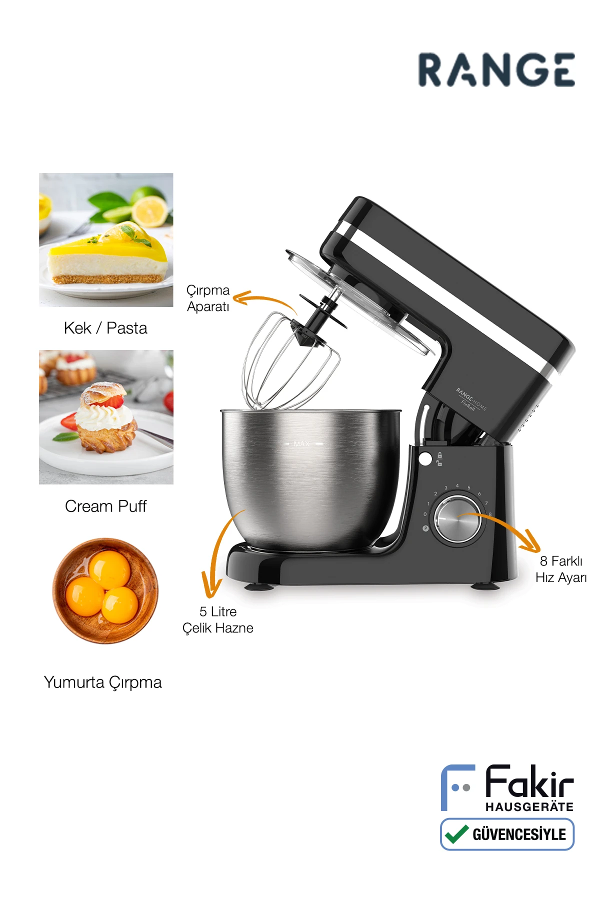 FixRoll Mutfak Şefi - Hamur Yoğurma - Stand Mikser- Siyah