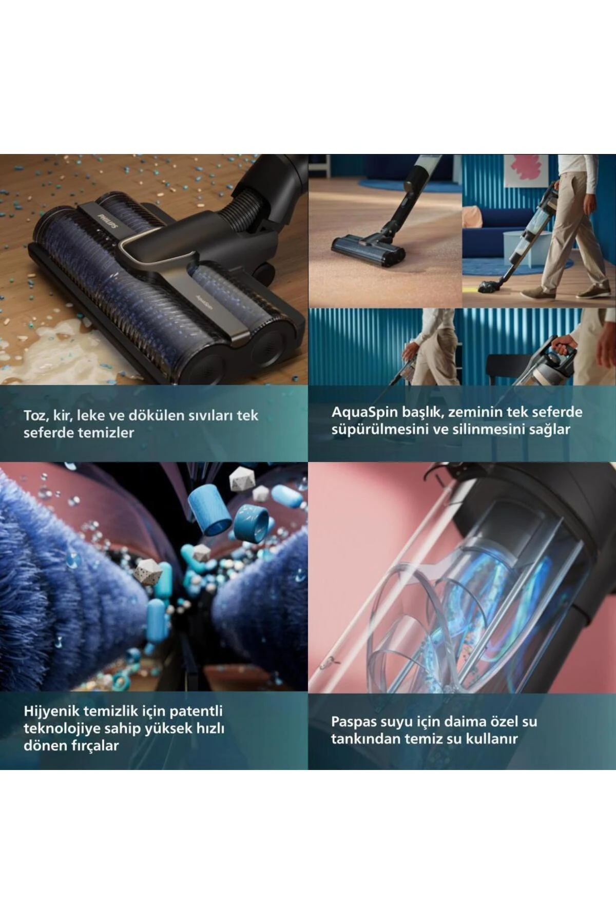 XW9463/11 Aqua Trio 9000 Serisi Islak & Kuru 25,2 V Kablosuz Dikey Şarjlı Süpürge